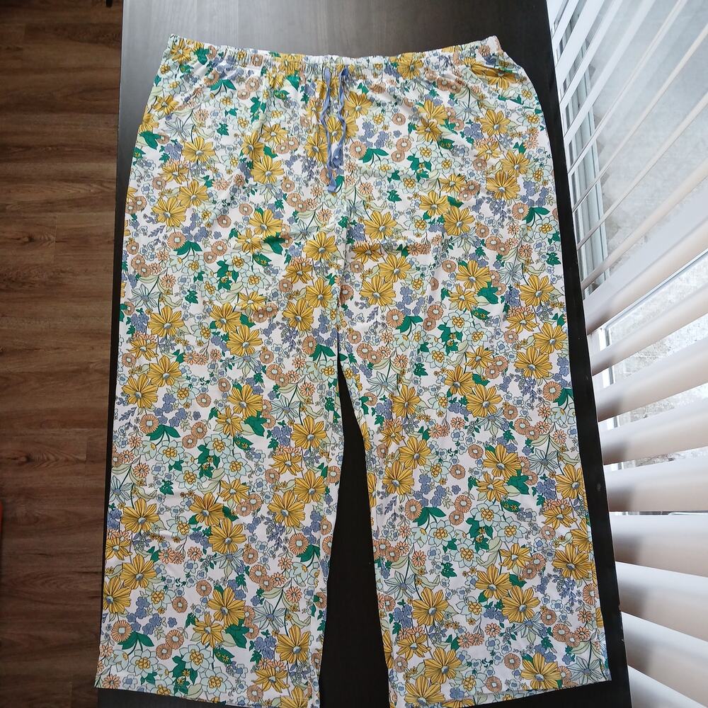 Sonoma Yellow Floral Pajama Lounge Pants 3X pockets full length PJ sleepwear - Picture 2 of 12